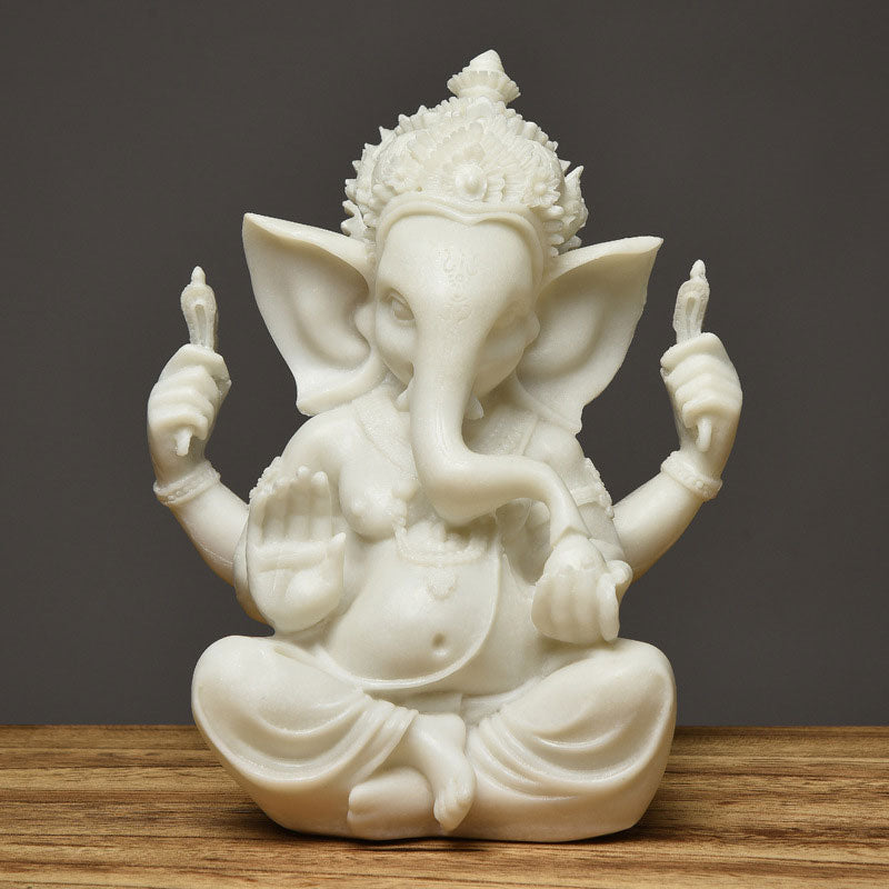 Estatua de elefante Ganesh Ganpati de Buddha Stones , bendición de riqueza, decoración del hogar - Blanco - image 8