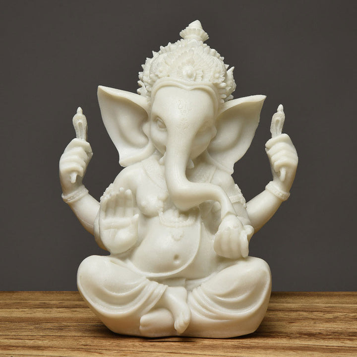 Estatua de elefante Ganesh Ganpati de Buddha Stones , bendición de riqueza, decoración del hogar - Blanco - image 8