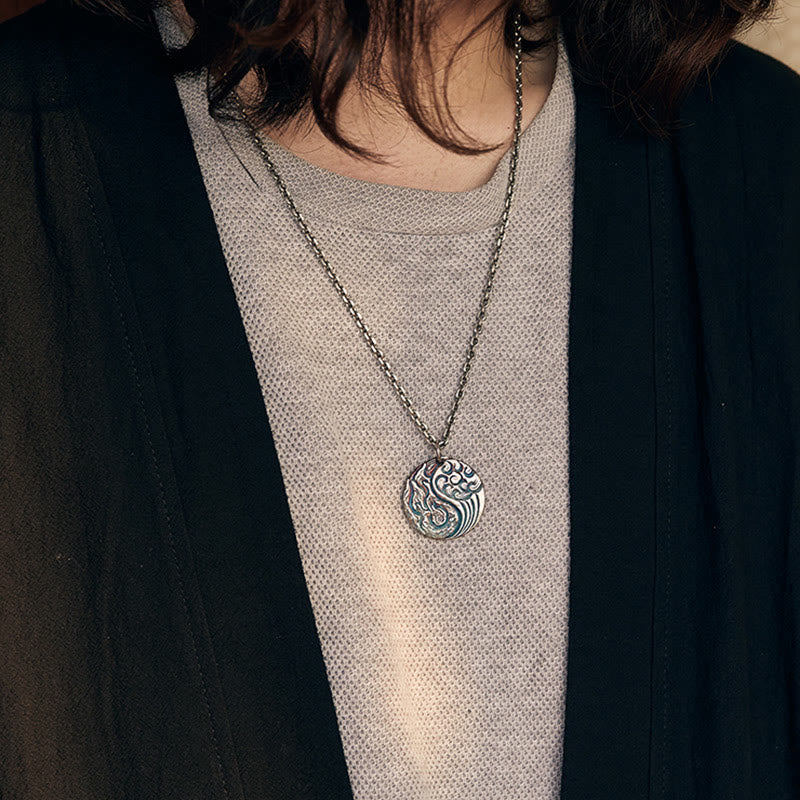 Collar con colgante de equilibrio de agua y fuego Yin Yang de plata de ley 990 con Buddha Stones - image 8