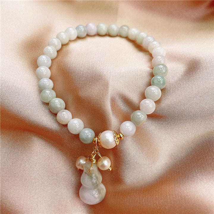 Pulsera con dijes de protección de bendición de calabaza de jade con Buddha Stones