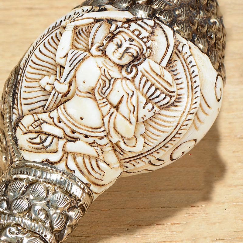 Decoración positiva de la riqueza de la concha de Buda Shankha grabada hecha a mano tibetana - image 4