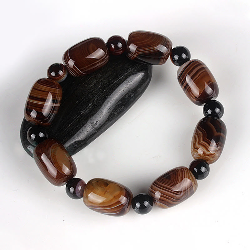 Pulsera Coraje Felicidad Sardonyx Natural Buddha Stones