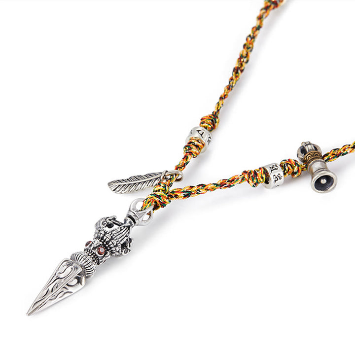 Colgante de plata de ley 925 hecho a mano tibetano Dorje Vajra Om Mani Padme Hum pluma fuerza collar colgante - image 7