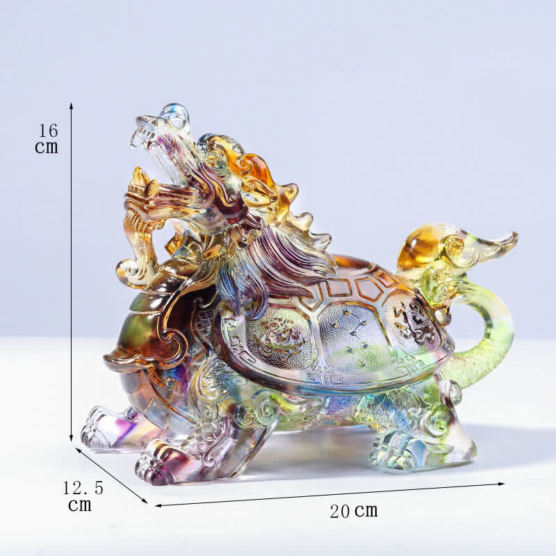 Feng Shui Dragón Tortuga hecha a mano Liuli Crystal Art Piece Decoración de la Oficina del Hogar - Vistoso - Medio - image 6