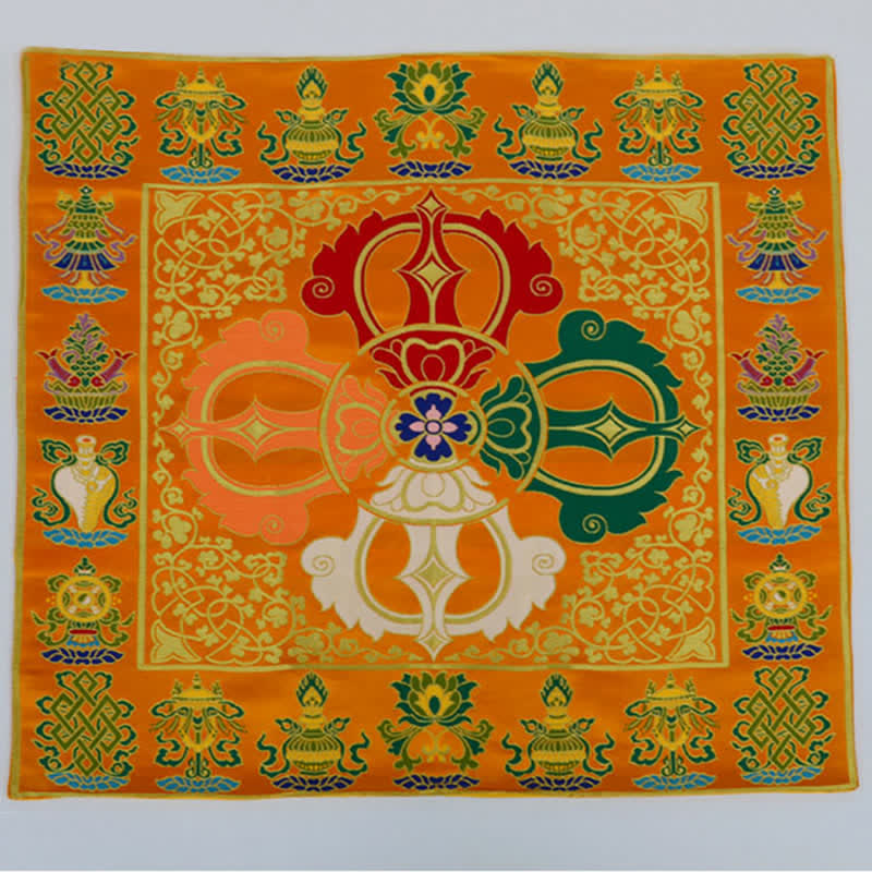 Tapete para altar de oración con nudo sin fin, tapete para meditación curativa, 8 símbolos auspiciosos, camino de mesa