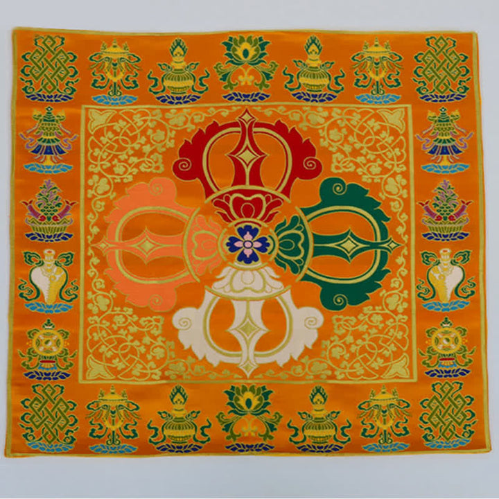 Tapete para altar de oración con nudo sin fin, tapete para meditación curativa, 8 símbolos auspiciosos, camino de mesa
