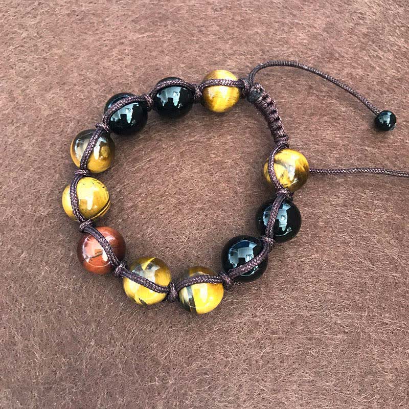 Pulsera de cuerda curativa con soporte de piedra de ojo de tigre de roca de lava de Buddha Stones - Ojo de tigre - image 1