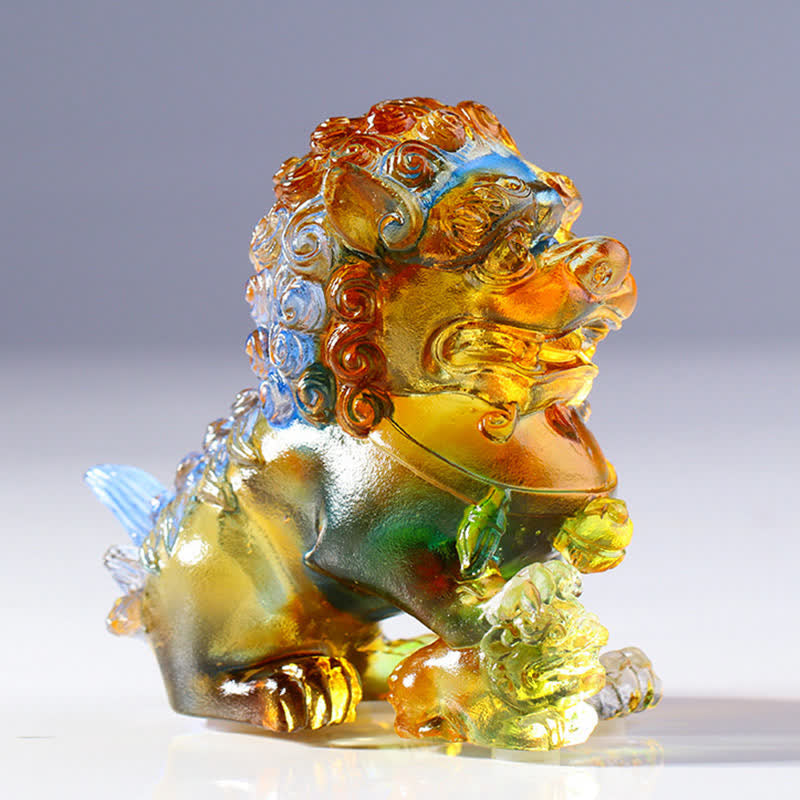 Pieza de arte de León de cristal Liuli hecha a mano, decoración para el hogar y la Oficina