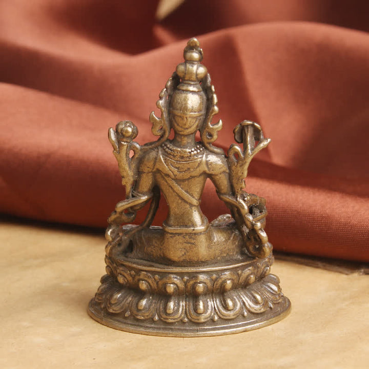 Bodhisattva Tara Verde Calma Esperanza Estatua Decoración de Cobre - image 5