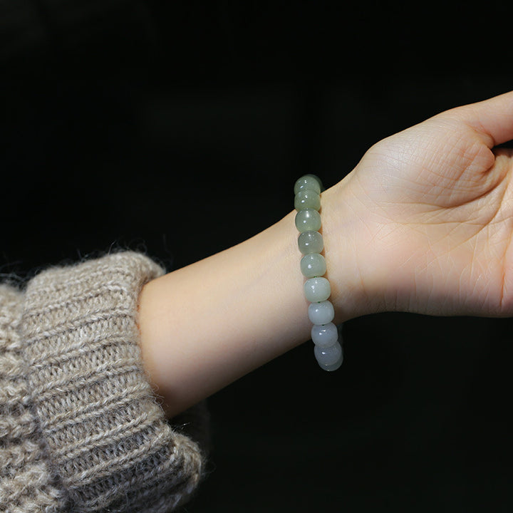Pulsera de bendición de la suerte de jade degradado con Buddha Stones