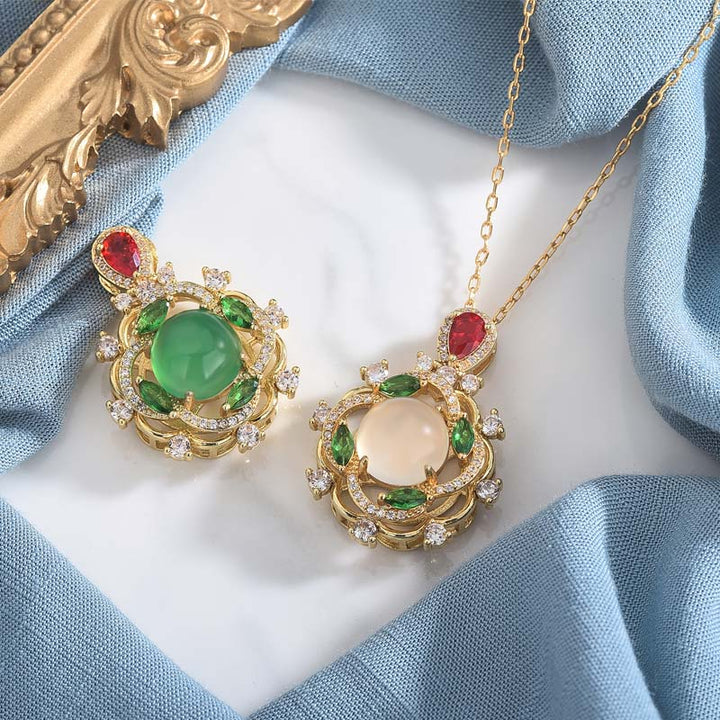 Collar de la Suerte con Cristal Rojo y Jade Cian de Buddha Stones