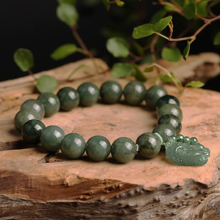 Pulsera de prosperidad tibetana de jade PiXiu