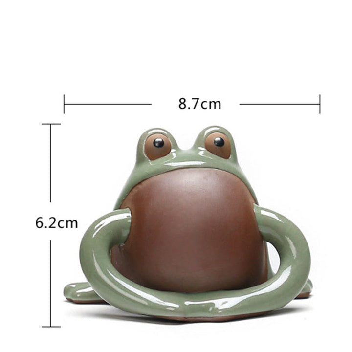 Buddha Stones FengShui, riqueza, suerte, rana bonita, té de cerámica, figura decorativa para mascota