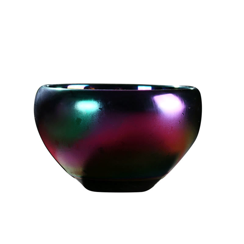 Taza de té de cerámica con incrustaciones de Jianzhan chino, con forma de Buddha Stones , loto, fénix, pez koi, pavo real, cambio de horno, taza de té de kung fu