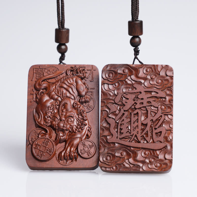 Buddha Stones, relámpago Natural, madera de azufaifa, PiXiu, moneda de cobre, colgante de collar de buena fortuna