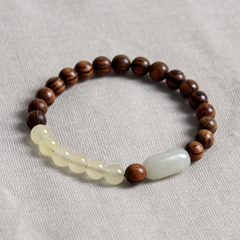Pulsera de la abundancia de la suerte de sándalo de jade con Buddha Stones