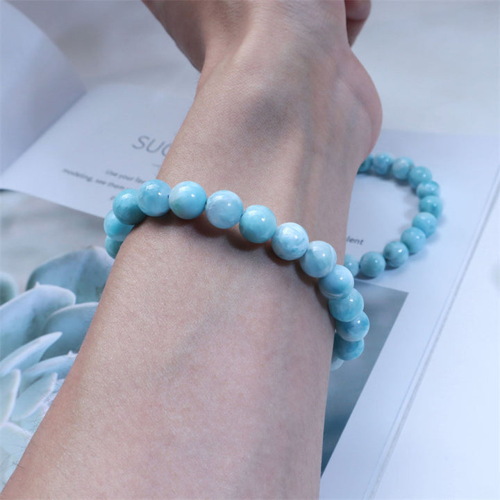 Pulsera de confianza de sabiduría de Larimar natural con Buddha Stones