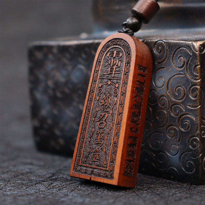 Buddha Stones, relámpago, madera de azufaifo, taoísta, orden de cinco truenos, colgante de collar de protección de la suerte