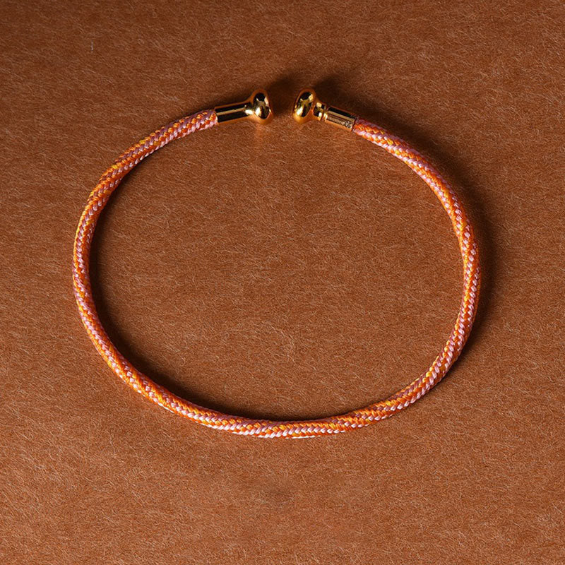 Pulsera de cuerda trenzada de la suerte hecha a mano con diseño simple de Buddha Stones - Rosa naranja - image 21