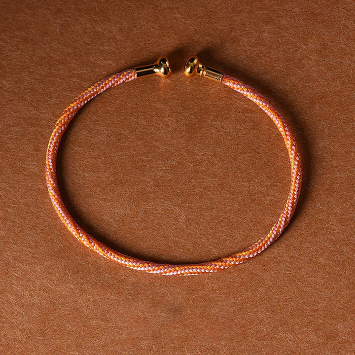 Pulsera de cuerda trenzada de la suerte hecha a mano con diseño simple de Buddha Stones - Rosa naranja - image 21