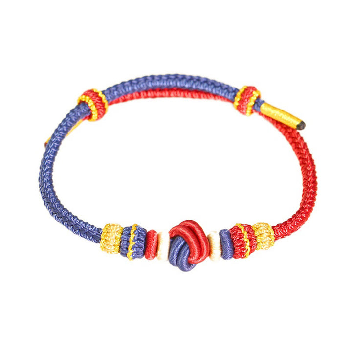Pulsera de conexión de suerte con nudo de paz de ocho hilos hecha a mano con cuerda de dos colores con Buddha Stones