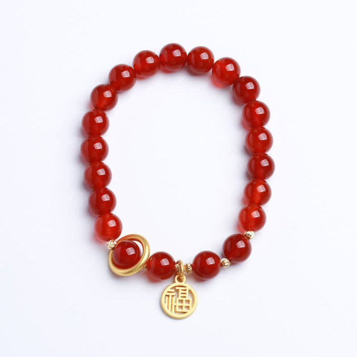 Pulsera de confianza con letras de bendición de ágata roja natural