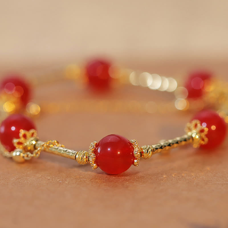 Pulsera de autoaceptación con dije de personaje Fu de ágata roja con Buddha Stones