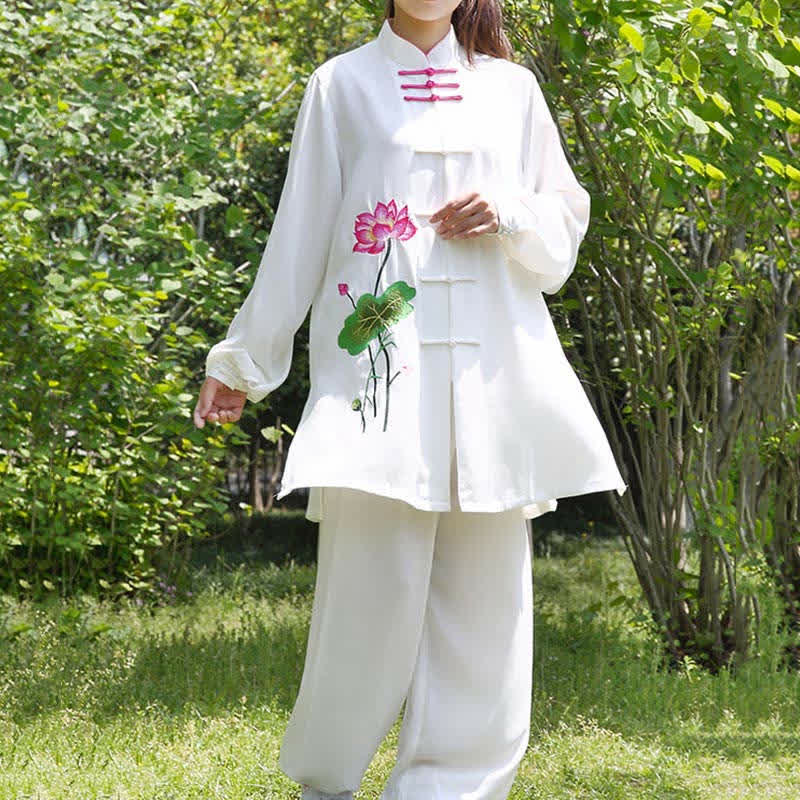 Conjunto de ropa para mujer con diseño de hojas y flores de loto y piedras de Buddha Stones para meditación, tai chi, oración y práctica espiritual zen - image 16
