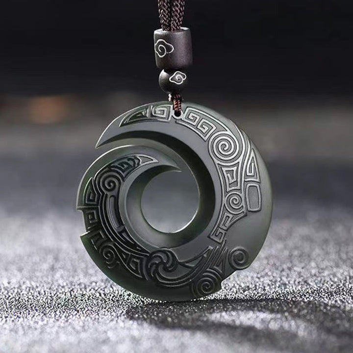 Buddha Stones, la suerte mejora el diseño, colgante de collar de la suerte con hebilla de la paz de Jade cian hetiano - image 1