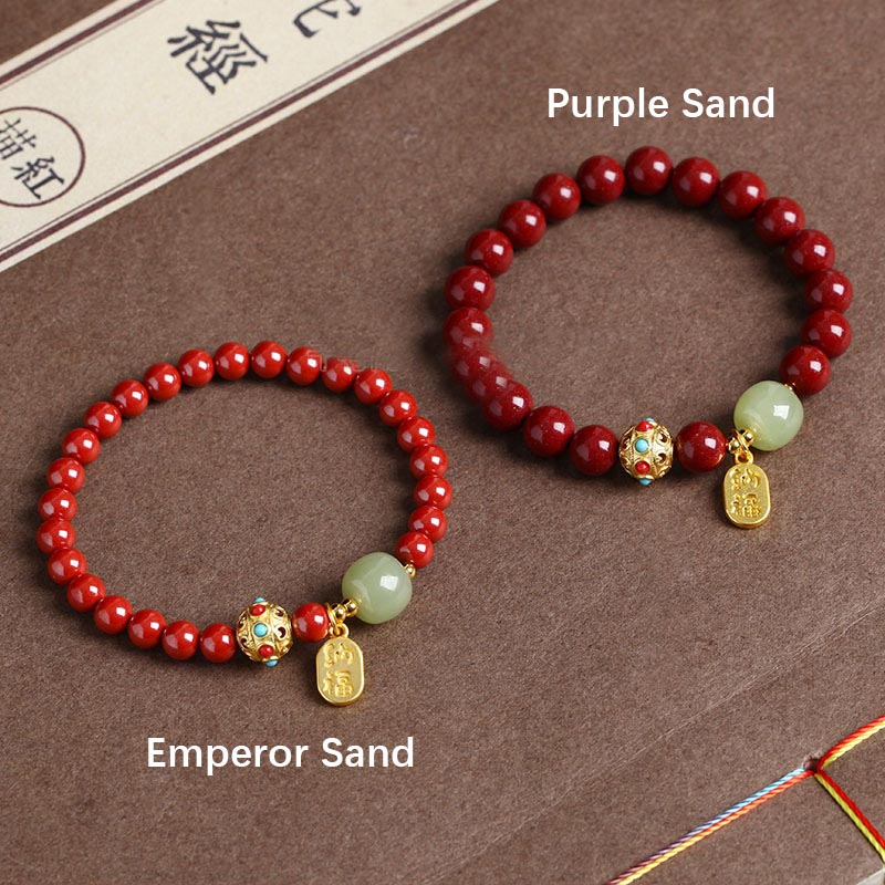 Pulsera con dijes de protección de la fortuna, aventurina verde cinabrio y Buddha Stones