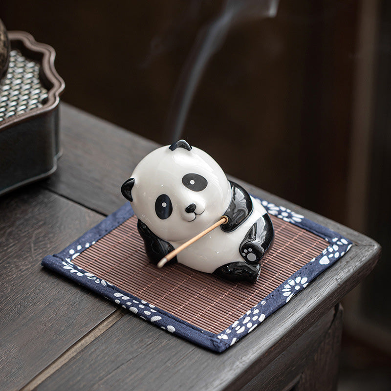 Precioso gato Panda cerámica bendición quemador de incienso decoración - Porta incienso de panda - image 17