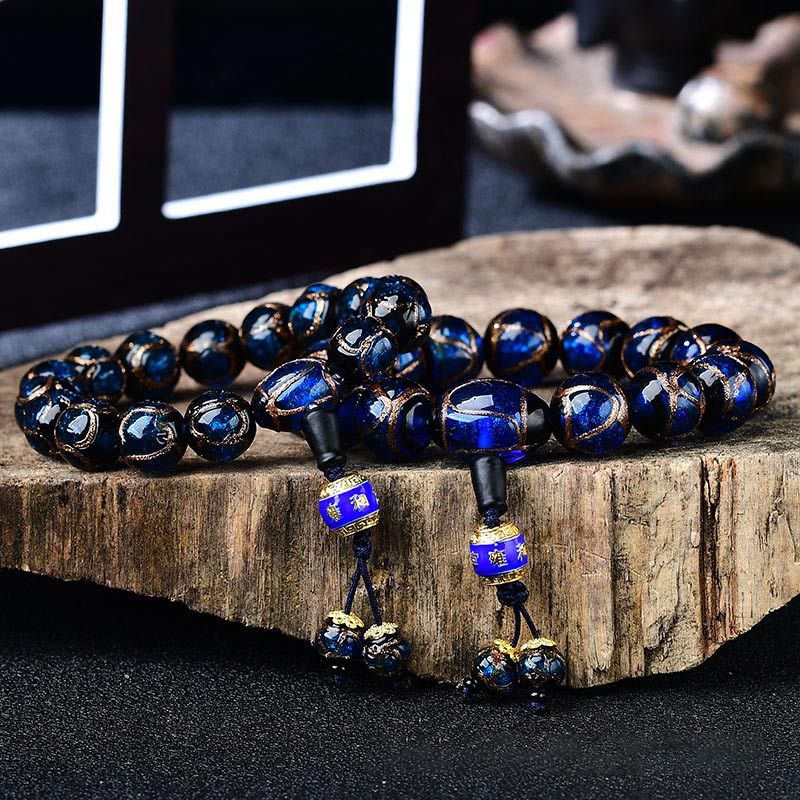 Pulsera curativa de ágata de vena de dragón tibetano