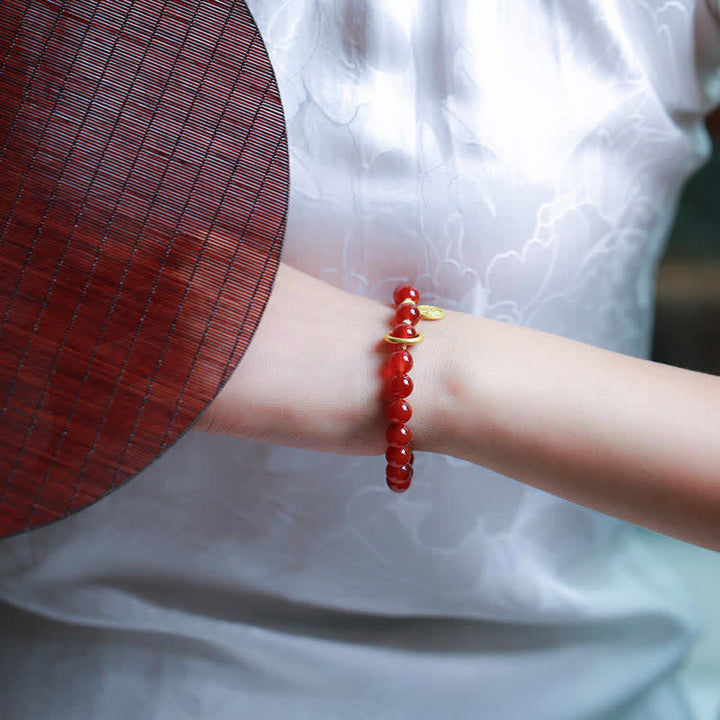 Pulsera de confianza con letras de bendición de ágata roja natural