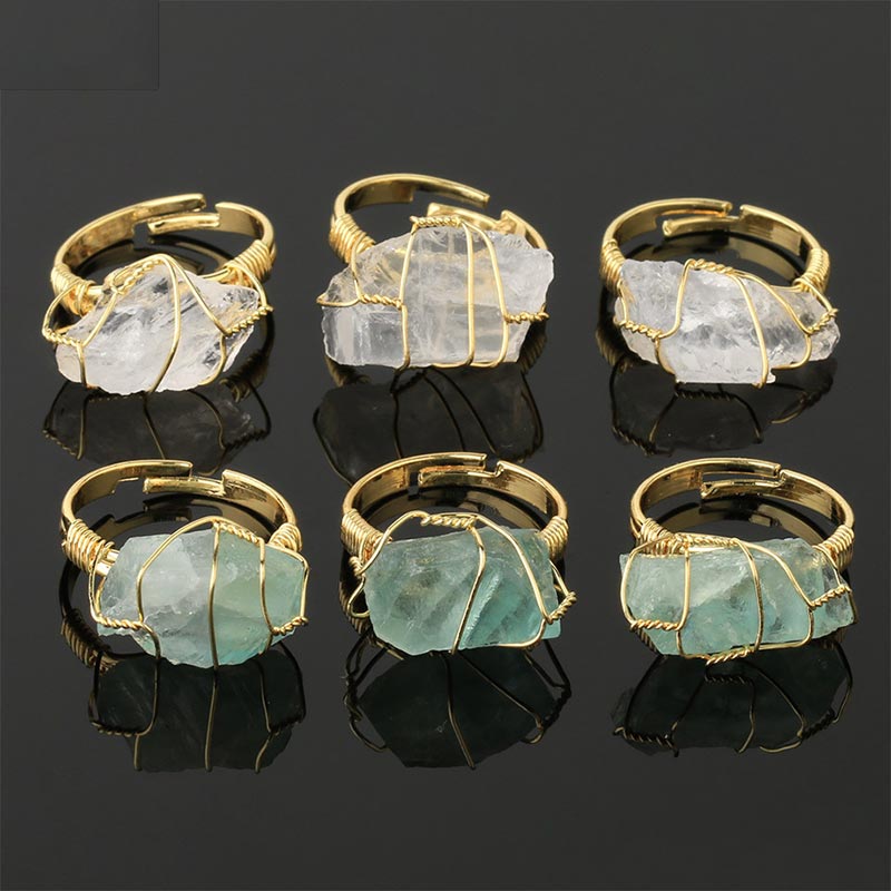Anillo ajustable de amatista con piedras preciosas de cristal natural de Buddha Stones