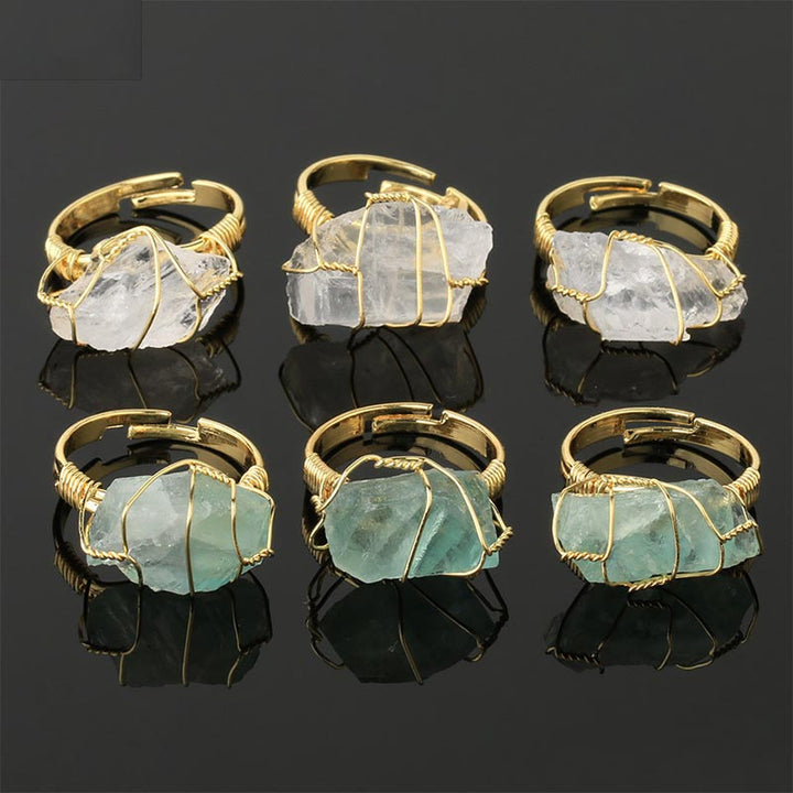 Anillo ajustable de amatista con piedras preciosas de cristal natural de Buddha Stones