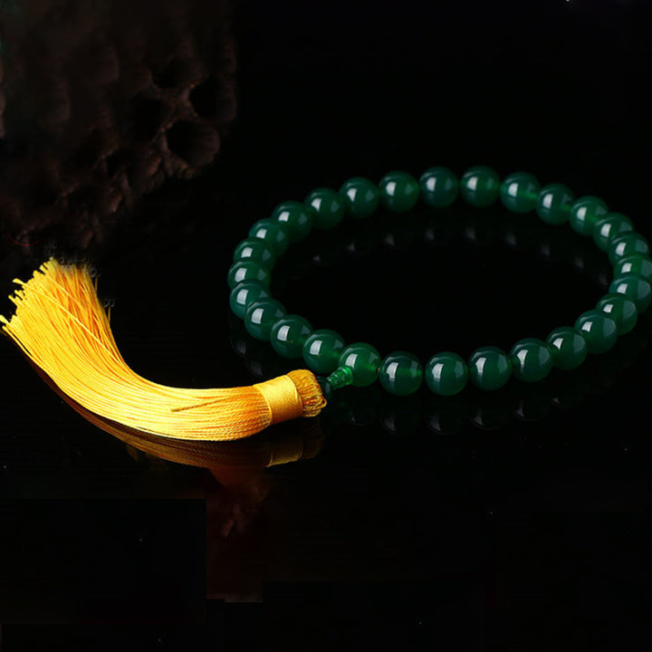 Ágata verde Natural muñeca Mala Power borlas bolsillo Mala decoración del coche