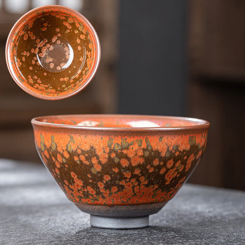 Buddha Stones, patrón de flores florecientes, horno chino Jianzhan, cambio de taza de té de cerámica, tazón de taza de té Kung Fu