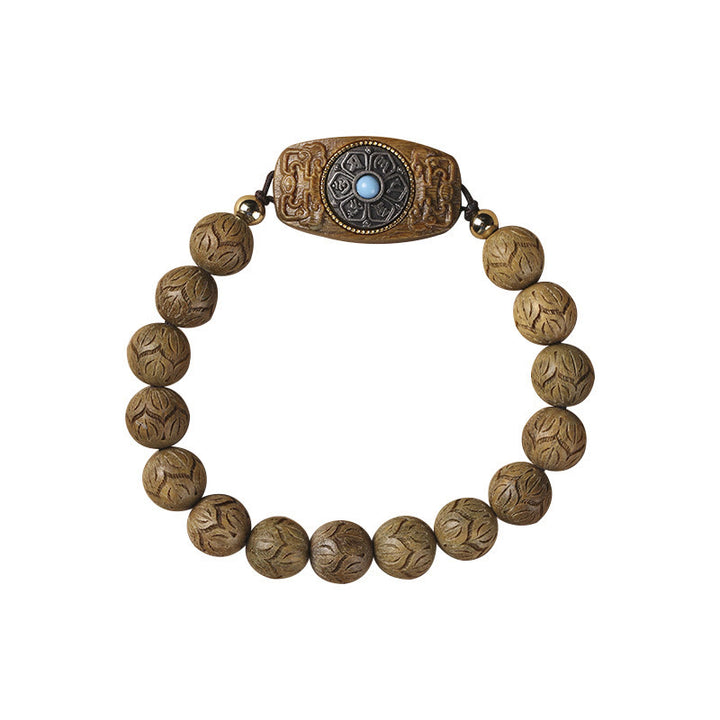 Buddha Stones Sándalo Verde Madera de Ébano Sándalo Om Mani Padme Hum Pulsera Calmante