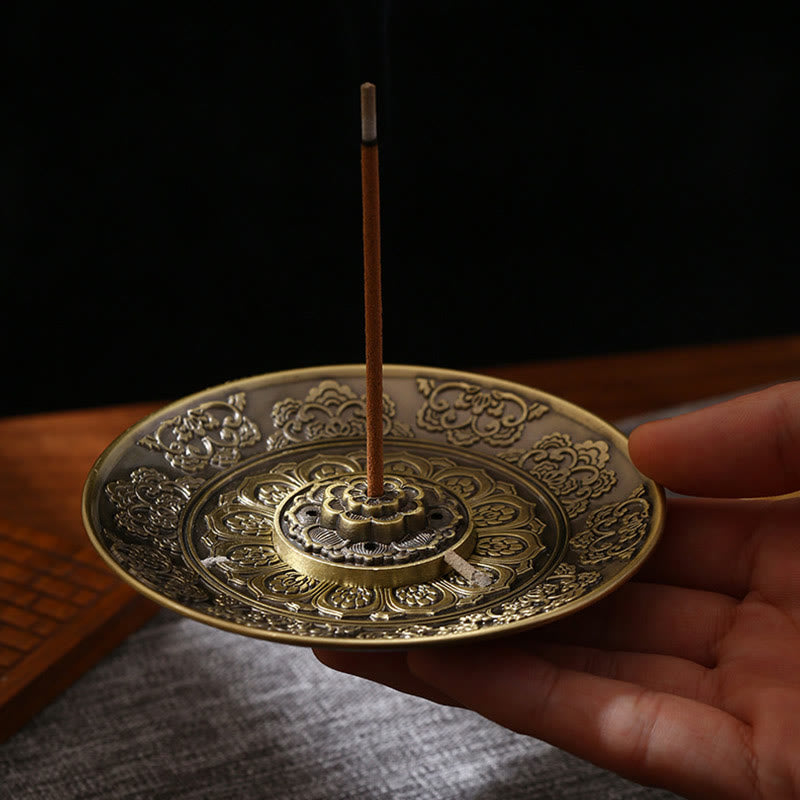 Buddha Stones, loto, dragón, Fénix, ocho símbolos propicios, soporte de varilla de incienso de aleación de Zinc, decoración quemadora de incienso curativo