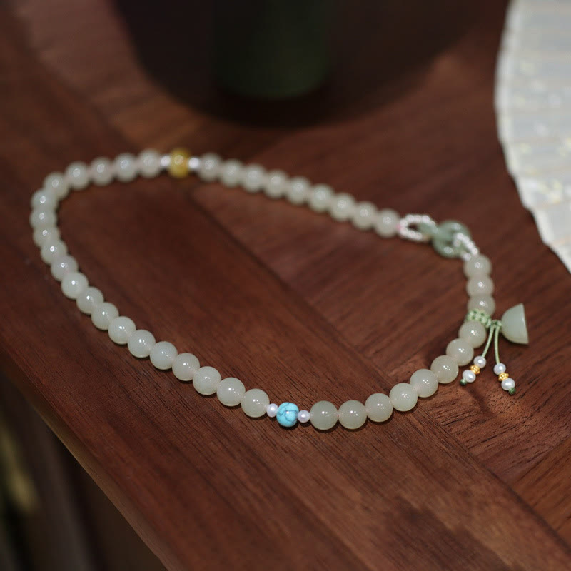 Pulsera de doble vuelta con doble hebilla de la paz y jade hetiano de plata de ley 925 con Buddha Stones