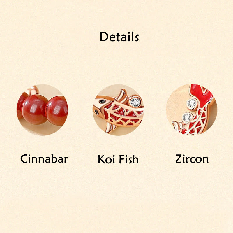 Pulsera de cadena de doble capa de plata de ley 925 con Buddha Stones , pez Koi de la suerte, circonita cinabrio, prosperidad - image 6