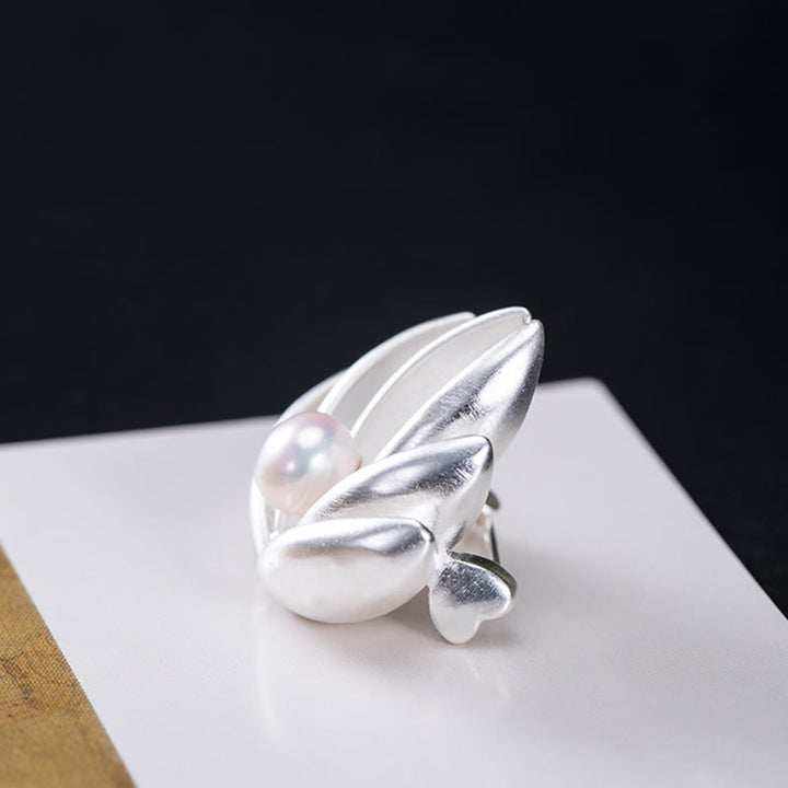 Broche de nuevo comienzo con perlas de flor de loto plateado de Ley 925 con Buddha Stones - image 5