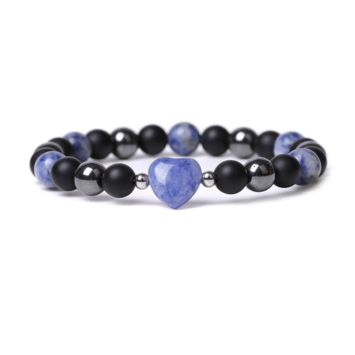Pulsera de protección de corazón de amor de cristal de piedra de ojo de tigre de ónix negro de Buddha Stones