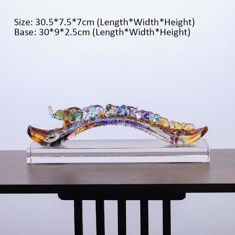 Decoración del hogar hecha a mano de Liuli Crystal Ruyi Elephant Art Piece con base de cristal