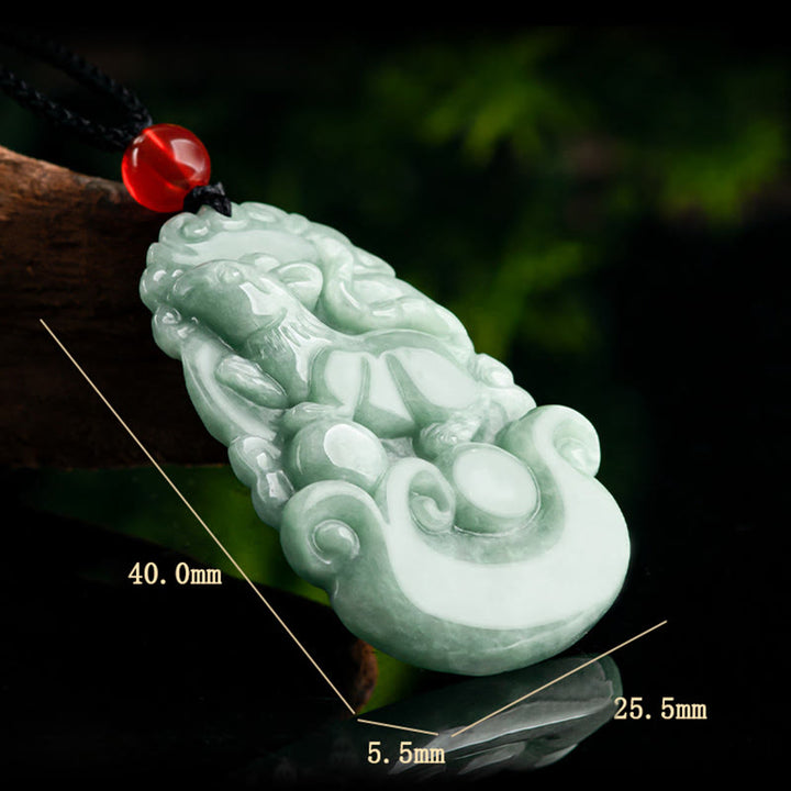 Buddha Stones Jade verde natural 12 Zodíaco chino Suerte Prosperidad Collar Colgante