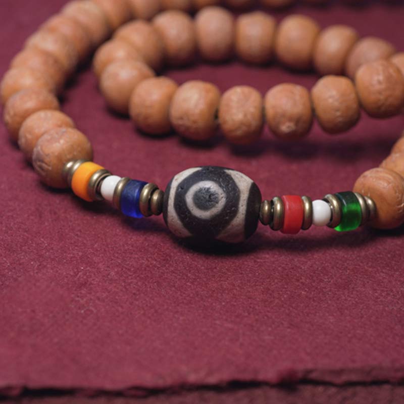Pulsera de borla de paz con cuentas Dzi de semillas Bodhi de 108 cuentas Mala