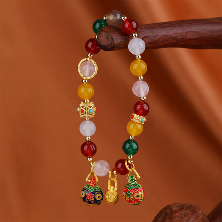 Pulsera de éxito con Buddha Stones, familia de bestias tragadoras de oro, varios cristales de ágata
