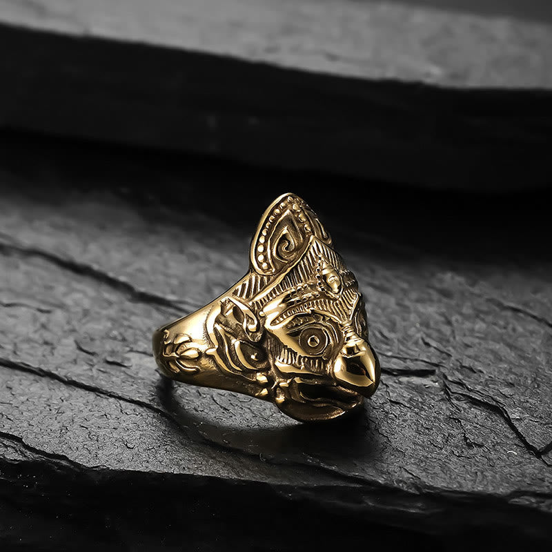 Anillo de acero de titanio con protección de aves Tibet Garuda