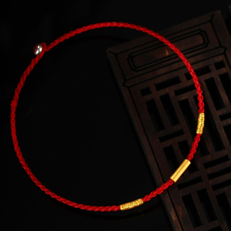 Pulsera de protección trenzada con nudos de deseos de cuatro hilos hecha a mano con cuentas de oro 999 de Buddha Stones