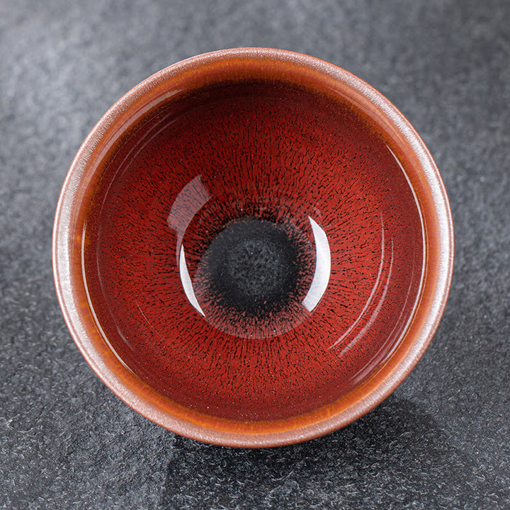 Taza de té de porcelana Jianzhan chino, Vintage, rojo, marrón , Buddha Stones , taza de té de Kung Fu
